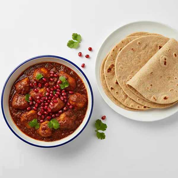 Chicken Anardana With Whole Wheat Roti